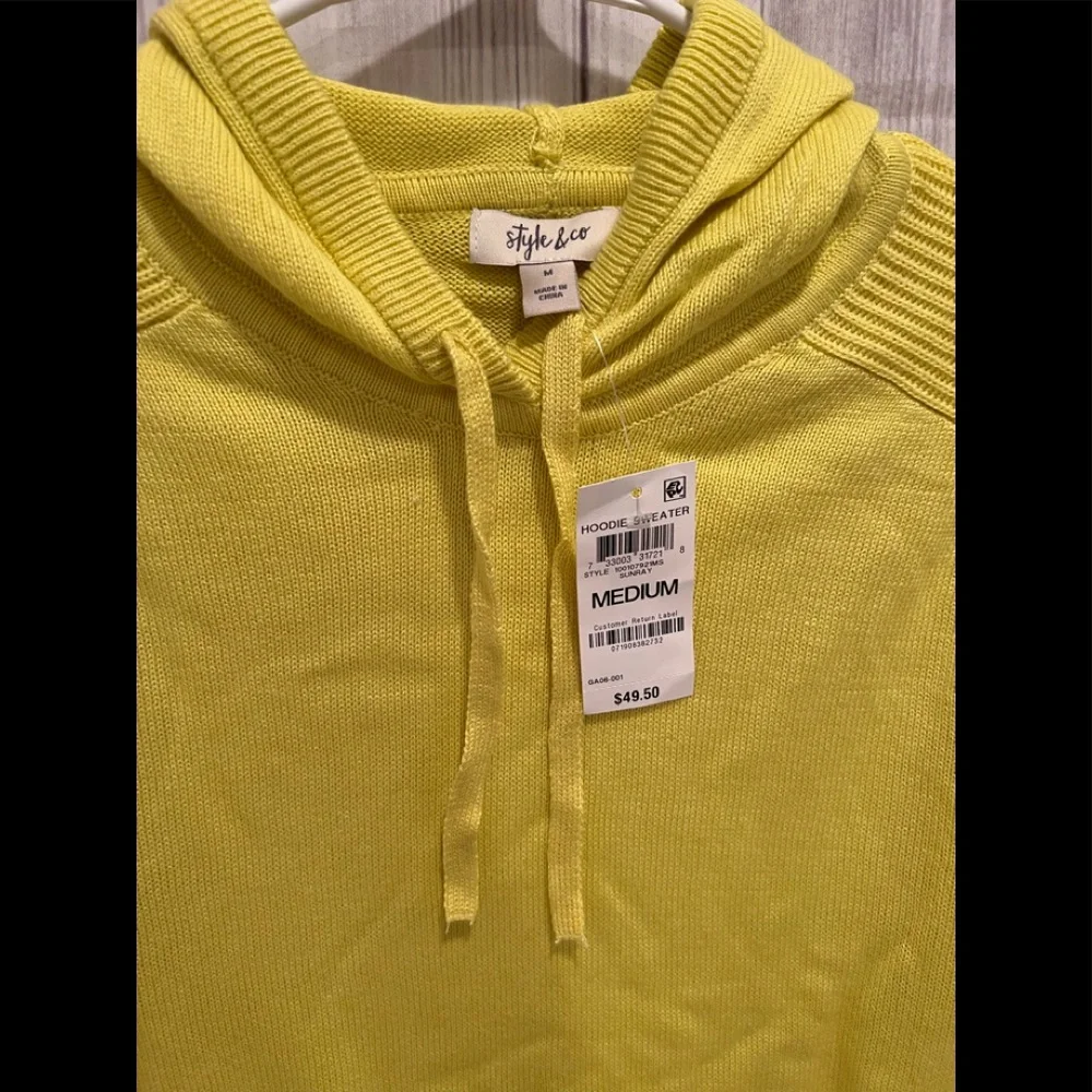 STYLE & CO hoodie sweater/ yellow sunray size M - Picture 6 of 7